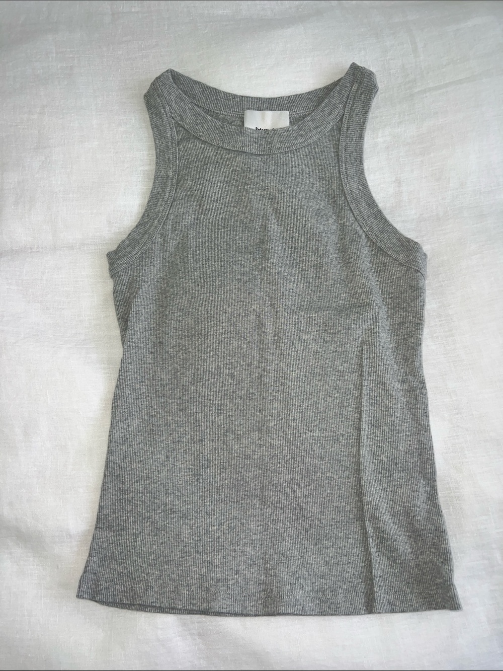 Reformation Ribbed High Neck Tank Top Grey Medium NWOT